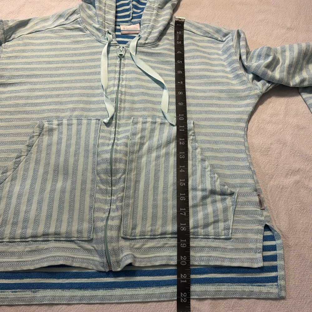 Colombia Women's Medium Blue Striped Melody Spring Full Zip Hoodie - Picture 4 of 9